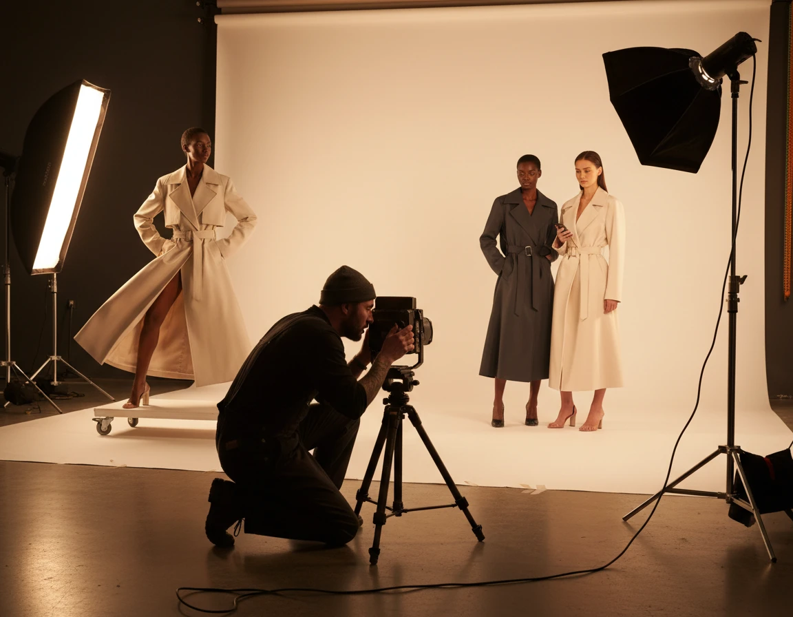 Fashion shoot in production, a concept study